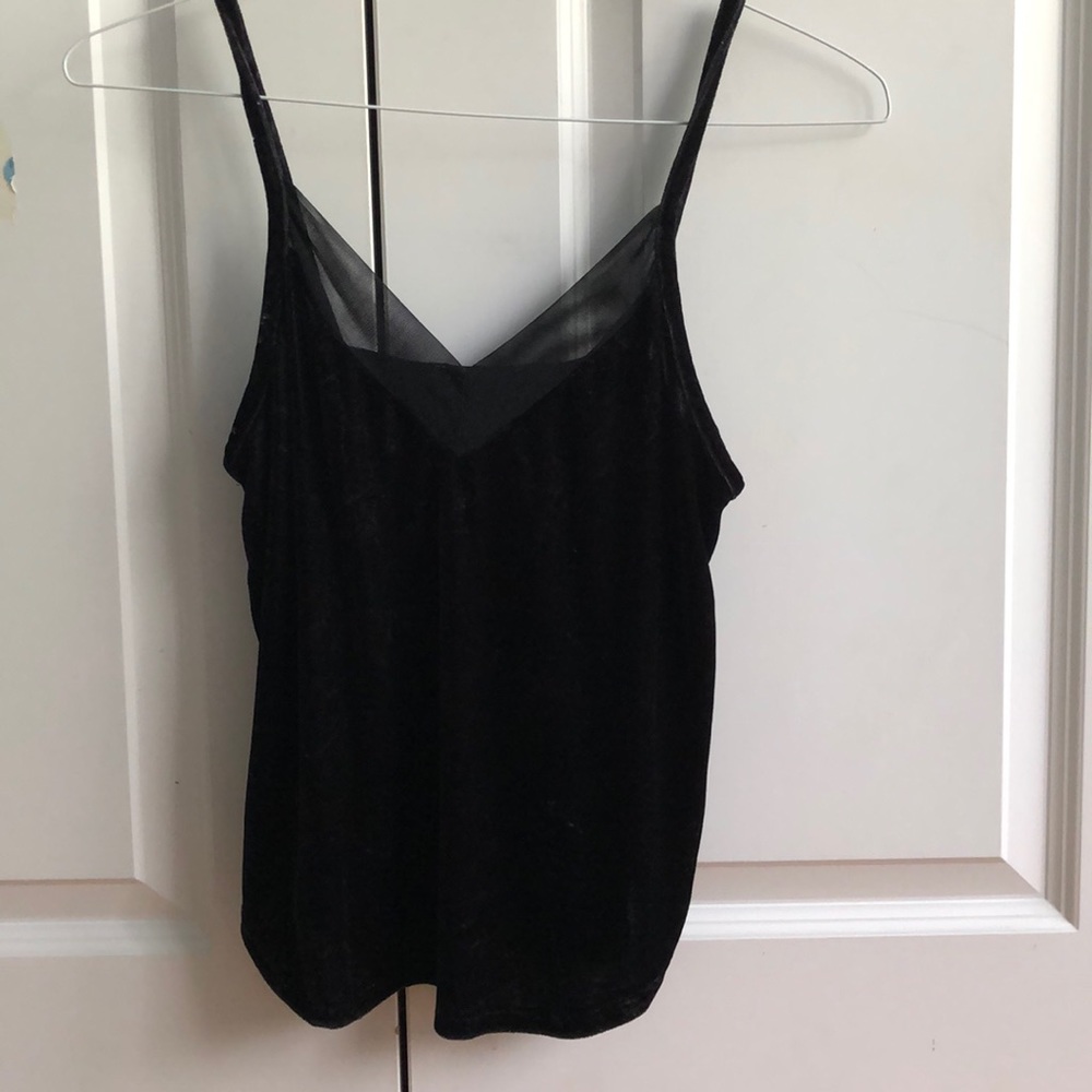 Black velvet tank, mesh neckline. By Kendall&Kylie